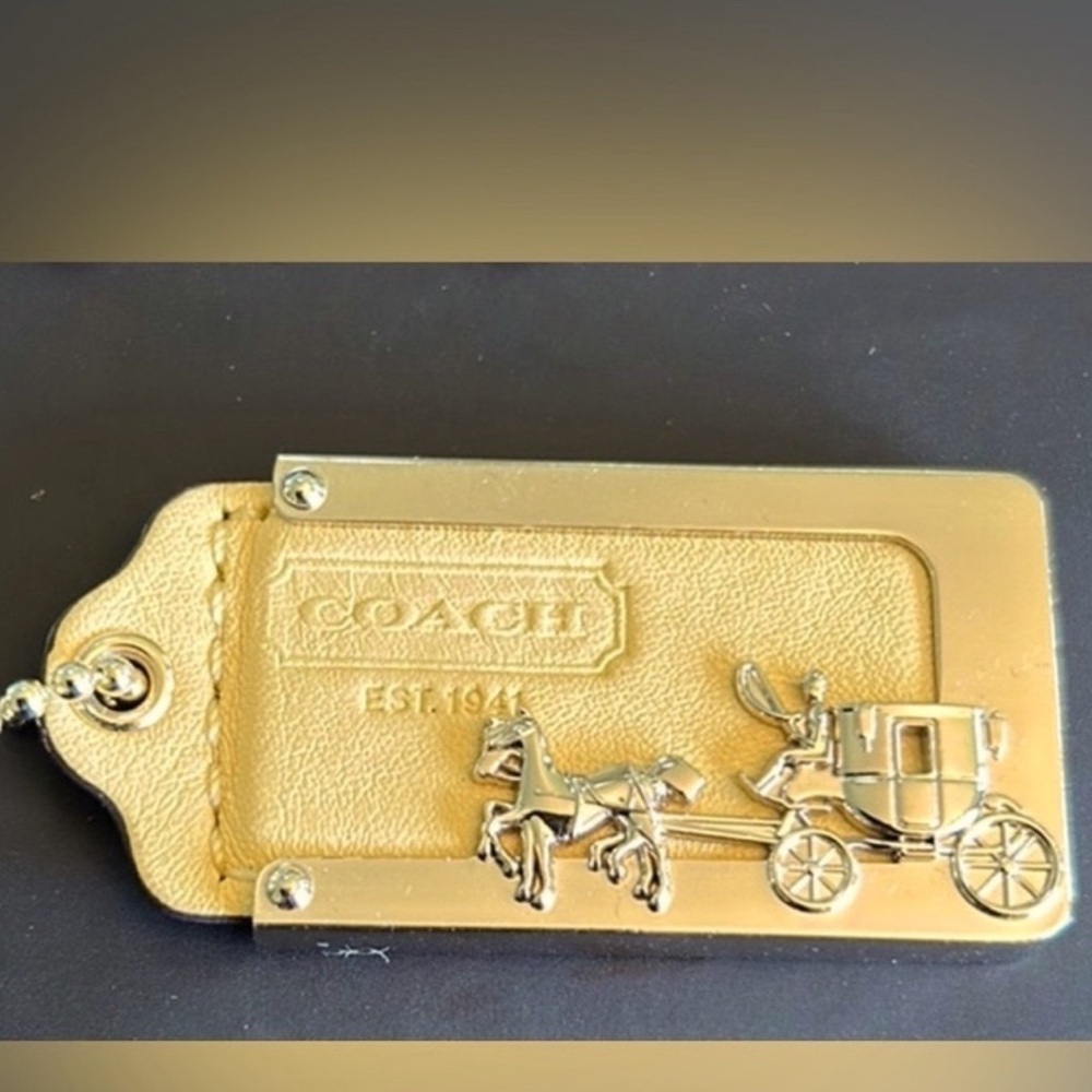 Coach Gold Keychain Hang Tag with Horse and Carriage